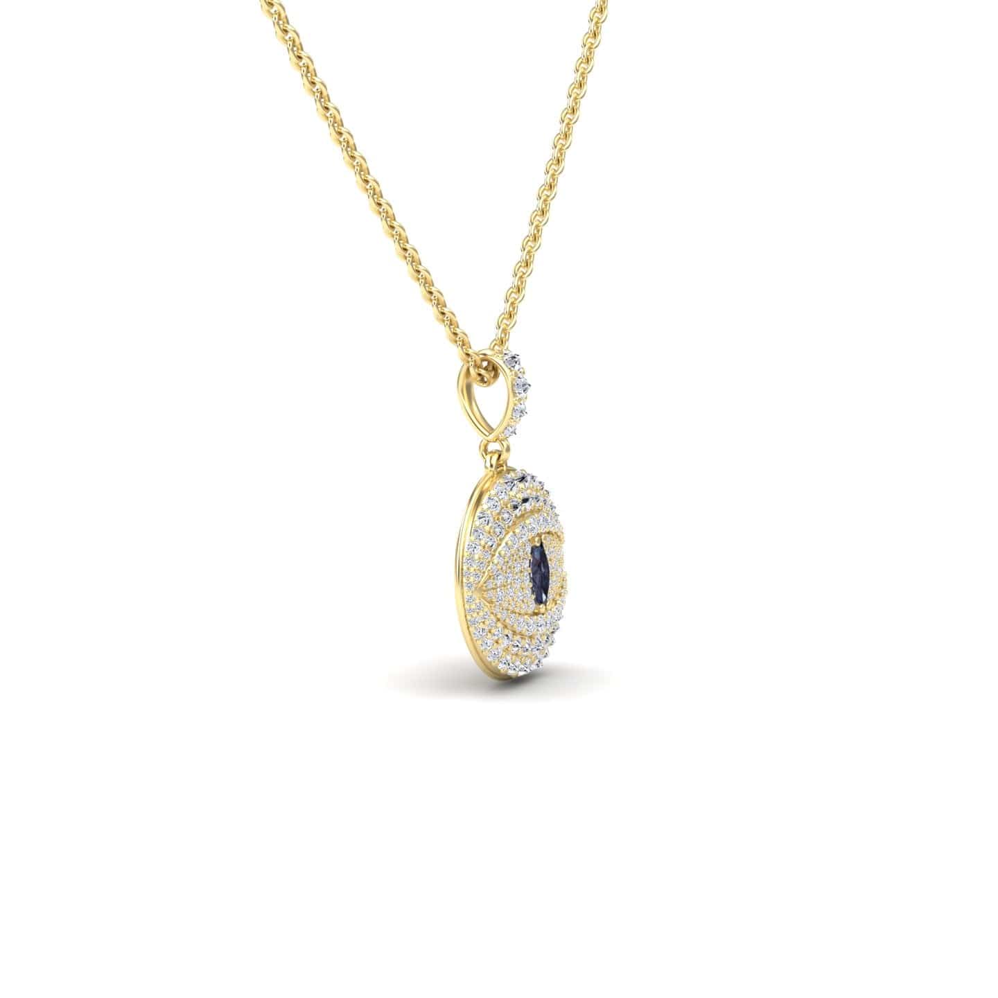 Lab Grown Alexandrite & Diamond Evil Eye Medallion Necklace - Kaitlyn