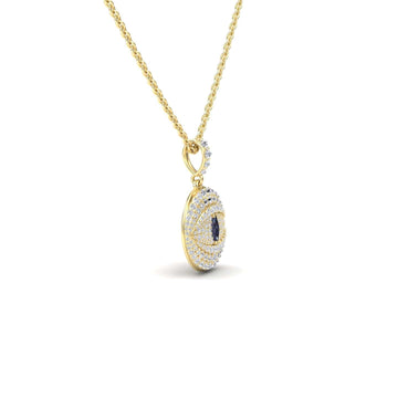 Lab Grown Alexandrite & Diamond Evil Eye Medallion Necklace - Kaitlyn