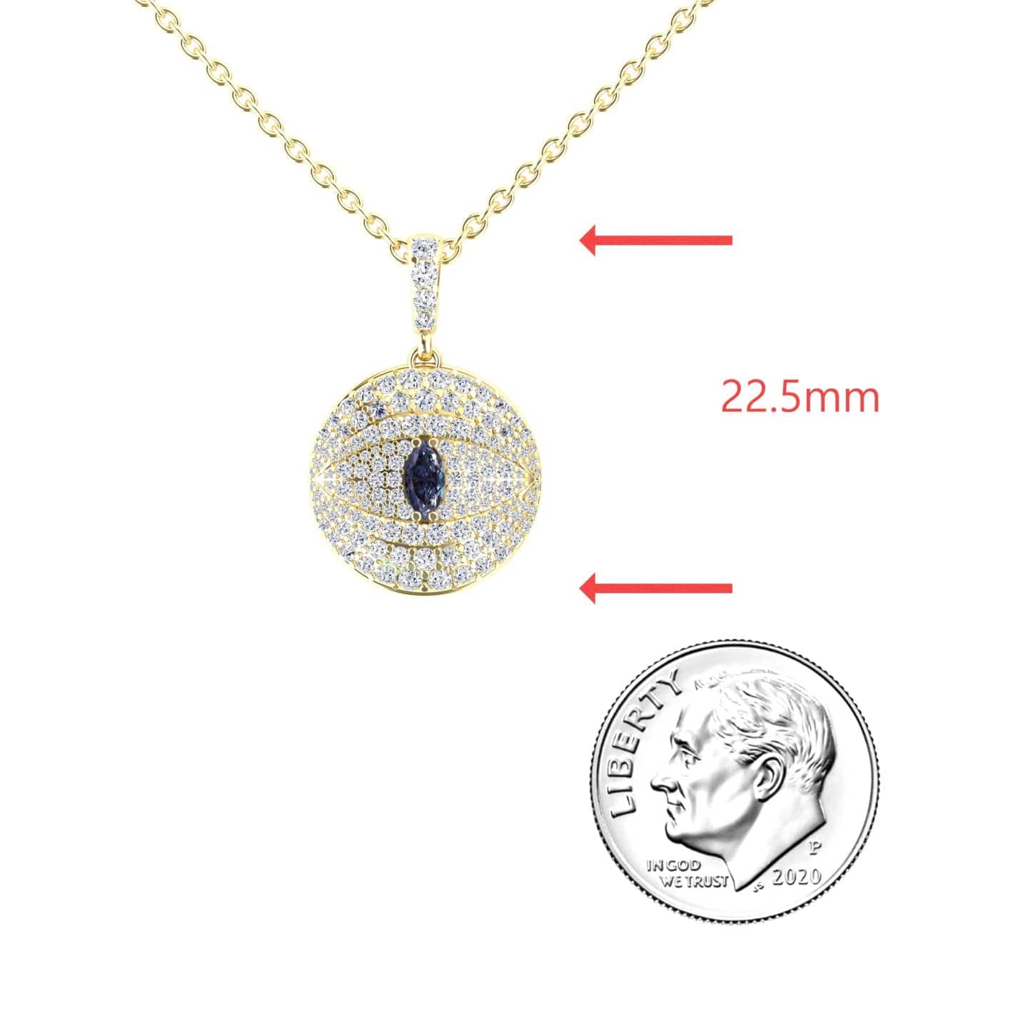 Lab Grown Alexandrite & Diamond Evil Eye Medallion Necklace - Kaitlyn