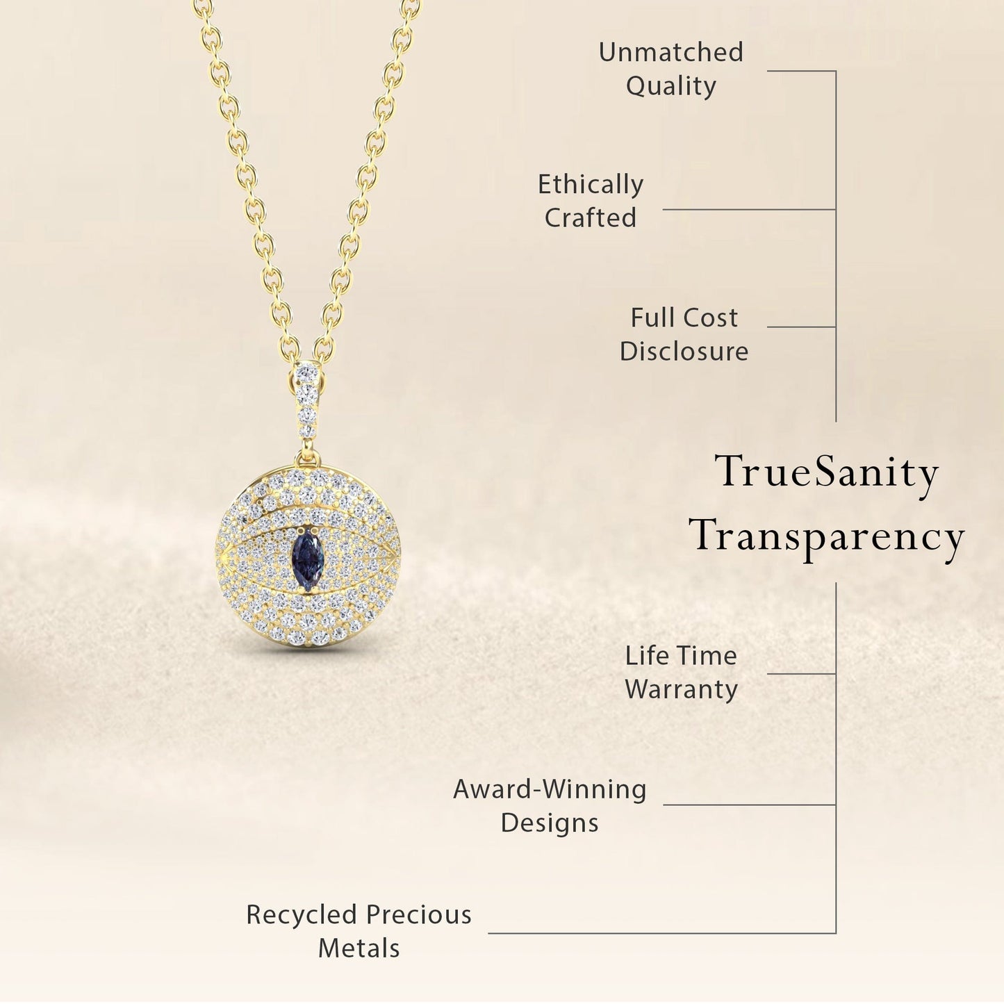 Lab Grown Alexandrite & Diamond Evil Eye Medallion Necklace - Kaitlyn
