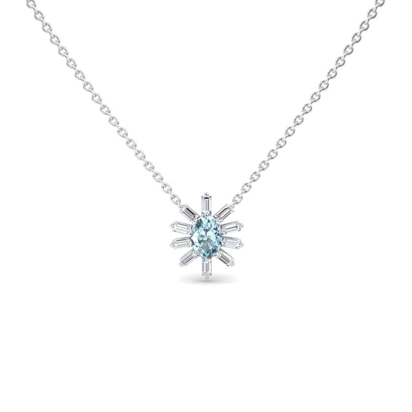 Aquamarine & Diamond Starburst Necklace - Laura