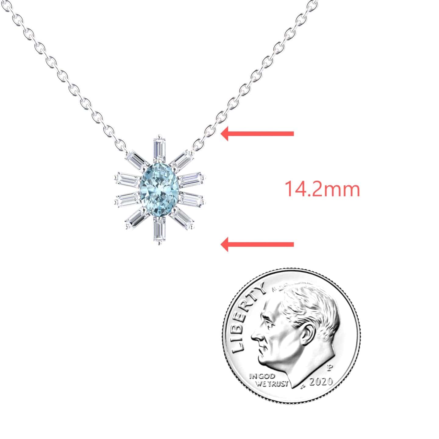 Aquamarine & Diamond Starburst Necklace - Laura