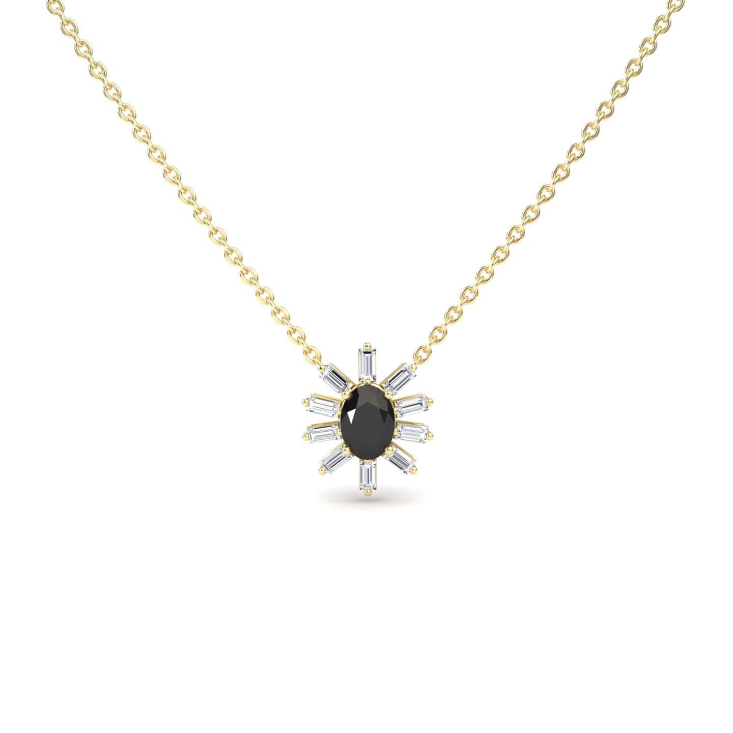 Black & White Diamond Starburst Necklace - Laura