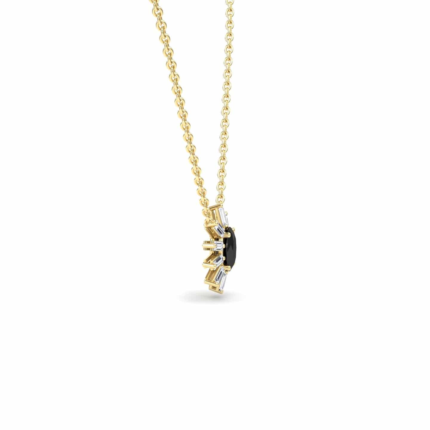 Black & White Diamond Starburst Necklace - Laura
