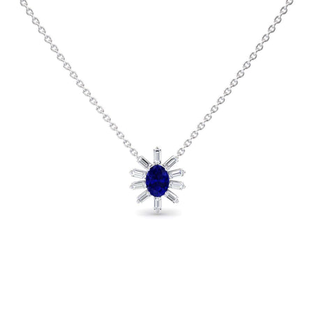 Blue Sapphire & Diamond Starburst Necklace - Laura