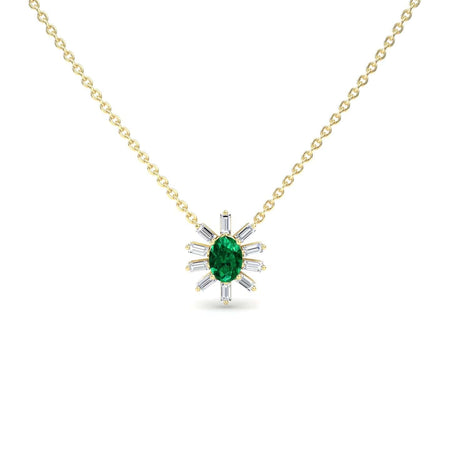 Emerald & Diamond Starburst Necklace - Laura