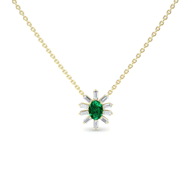 Emerald & Diamond Starburst Necklace - Laura