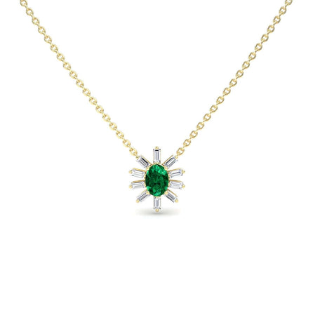 Emerald & Diamond Starburst Necklace - Laura