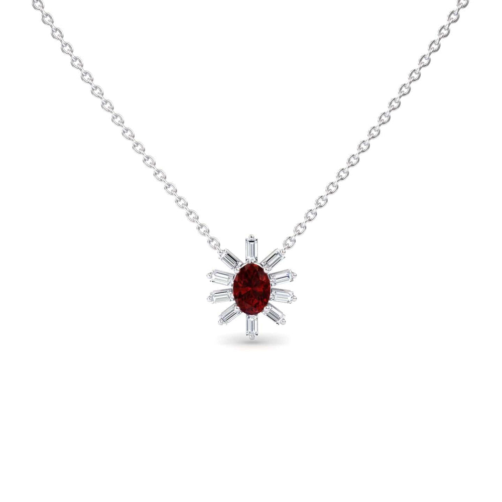 Ruby & Diamond Starburst Necklace - Laura