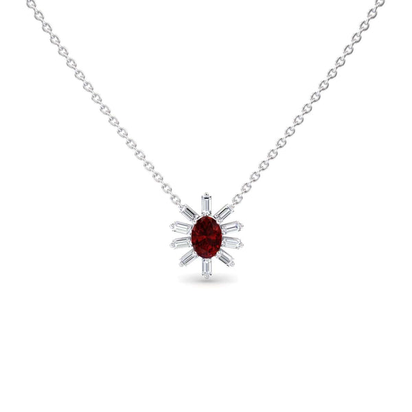Ruby & Diamond Starburst Necklace - Laura