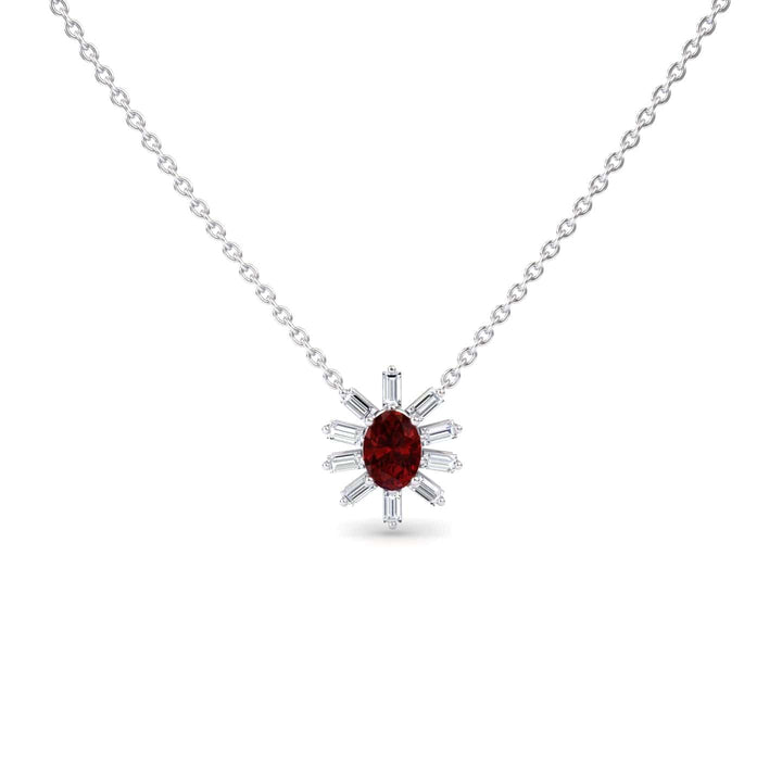 Ruby & Diamond Starburst Necklace - Laura