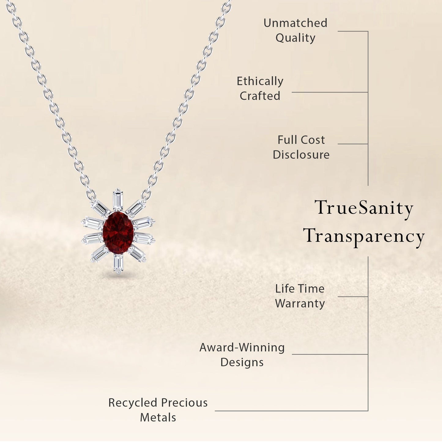 Ruby & Diamond Starburst Necklace - Laura