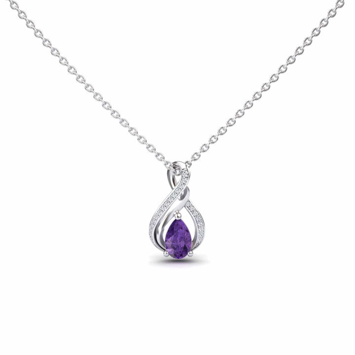 Amethyst & Diamond Infinity Twist Necklace - Maddison