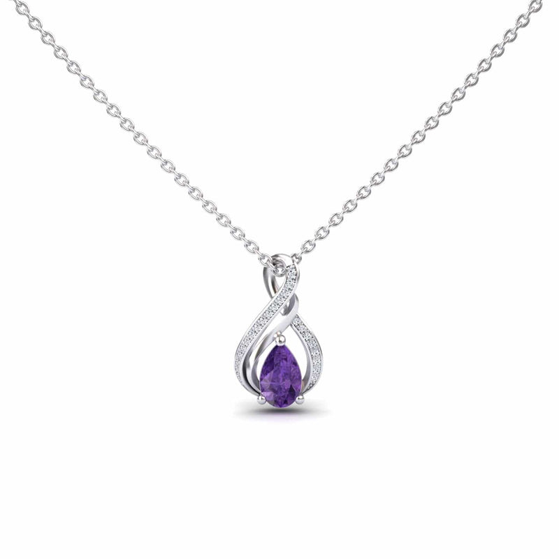 Amethyst & Diamond Infinity Twist Necklace - Maddison