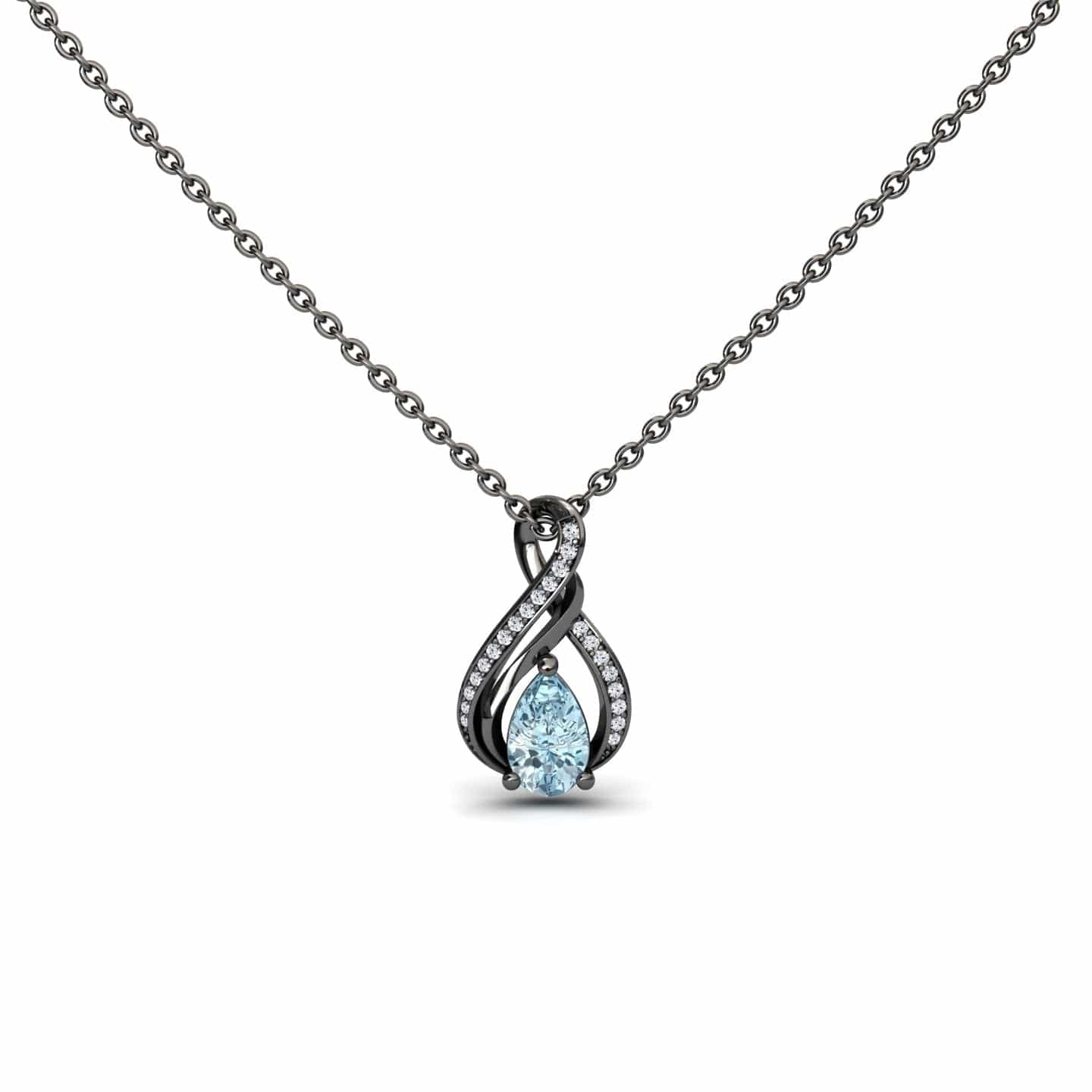 Aquamarine & Diamond Infinity Twist Necklace - Maddison