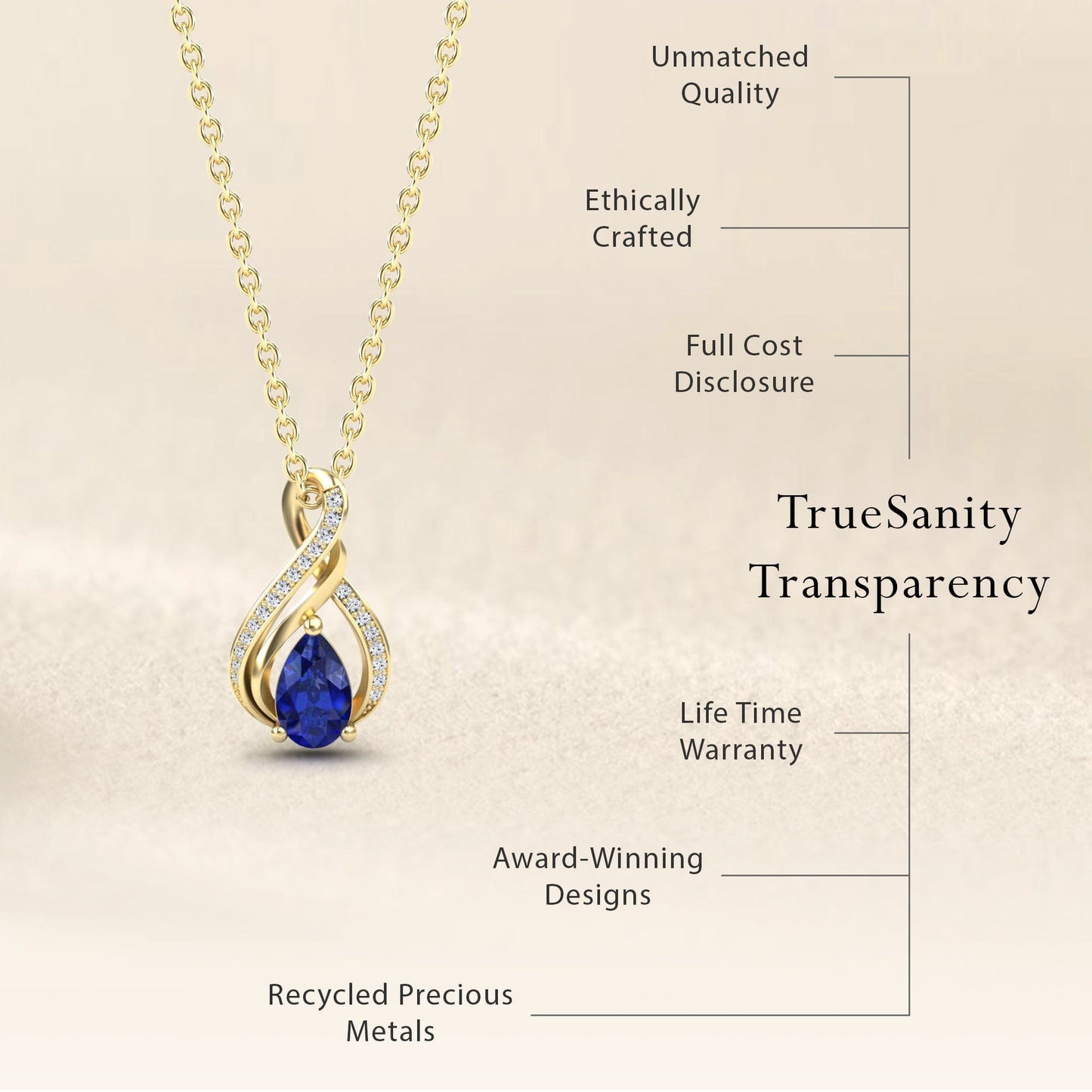Blue Sapphire & Diamond Infinity Twist Necklace - Maddison