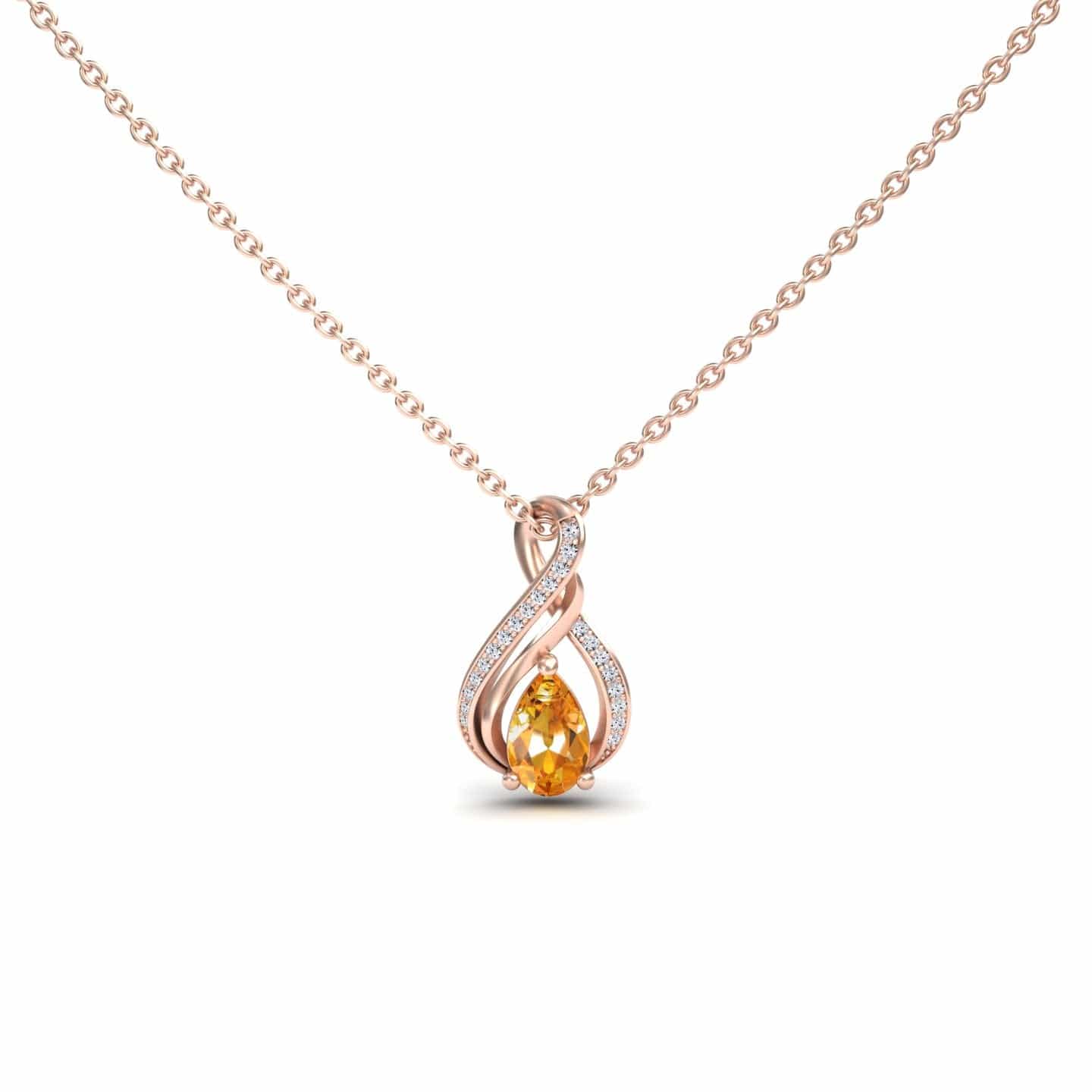 Citrine & Diamond Infinity Twist Necklace - Maddison