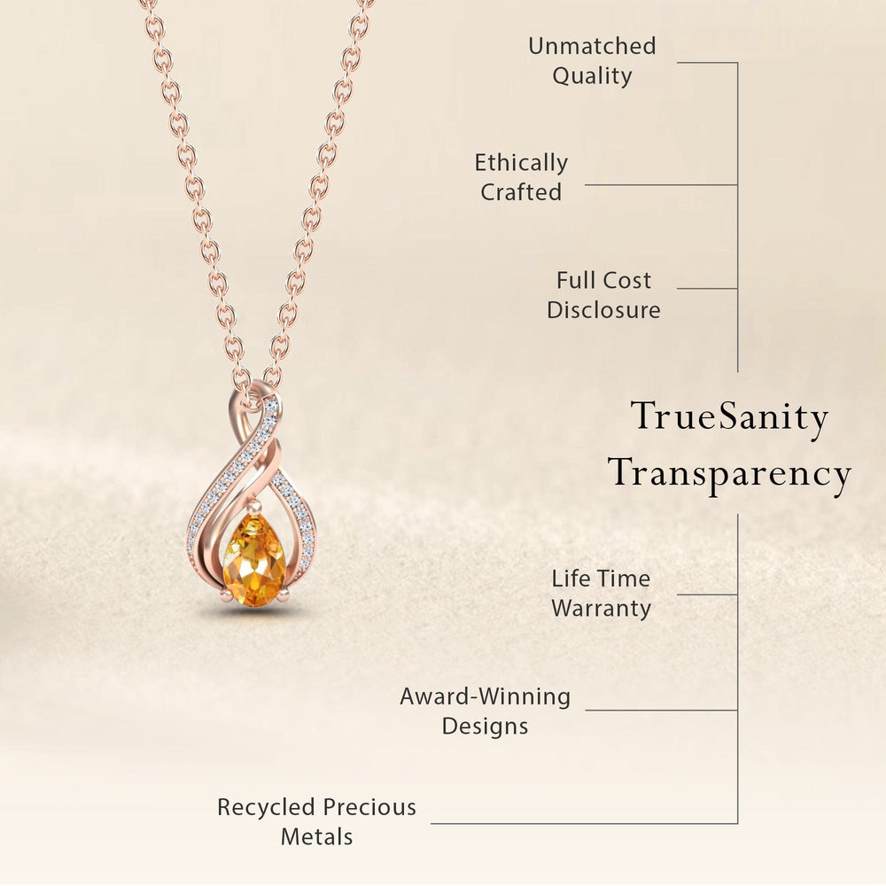 Citrine & Diamond Infinity Twist Necklace - Maddison