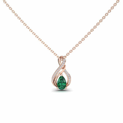 Emerald & Diamond Infinity Twist Necklace