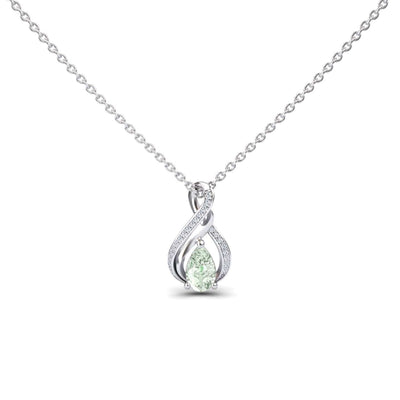 Green Amethyst & Diamond Infinity Twist Necklace