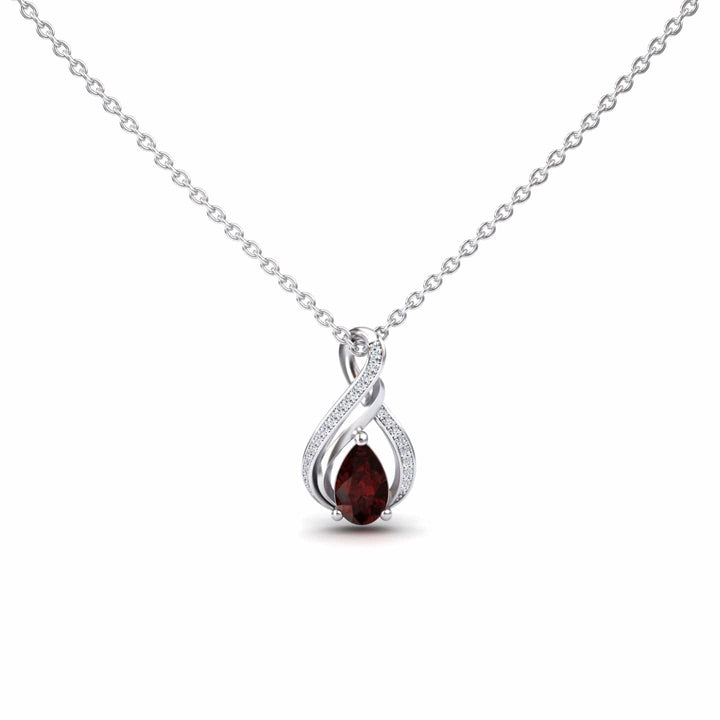 Garnet & Diamond Infinity Twist Necklace - Maddison