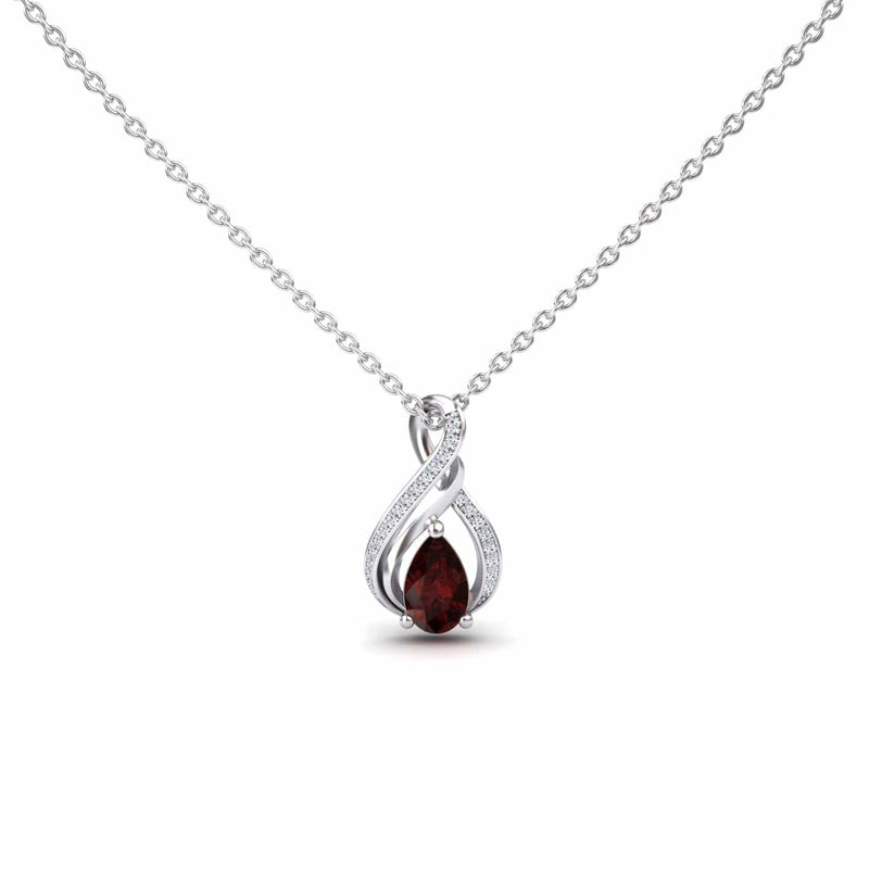 Garnet & Diamond Infinity Twist Necklace - Maddison
