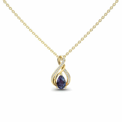 Lab Grown Alexandrite & Diamond Infinity Twist Necklace