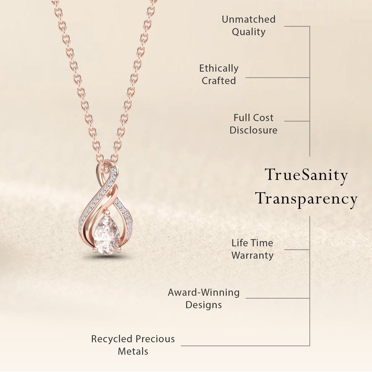 Morganite & Diamond Infinity Twist Necklace - Maddison