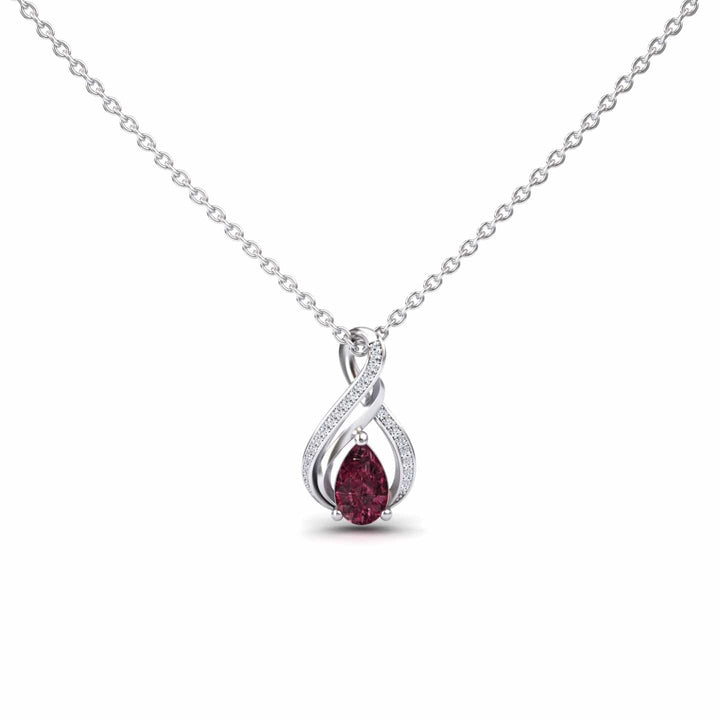 Rhodolite Garnet & Diamond Infinity Twist Necklace - Maddison