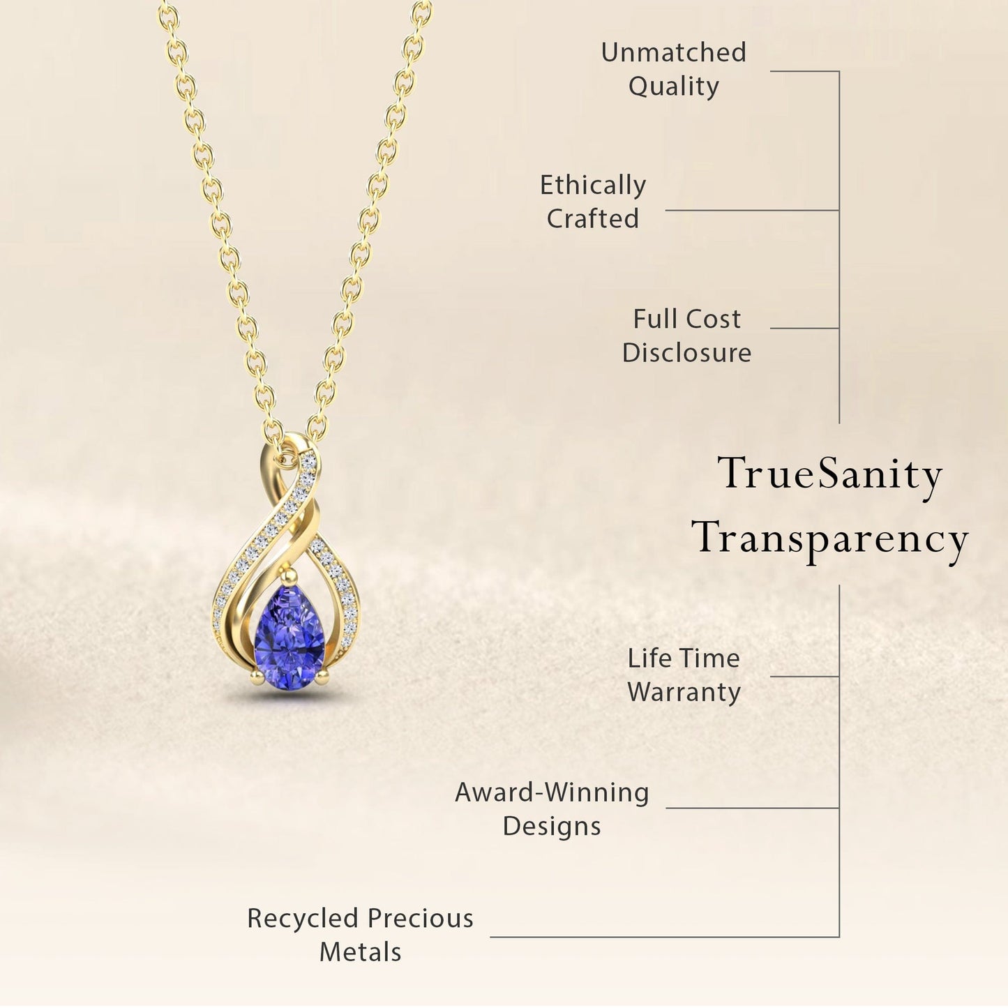 Tanzanite & Diamond Infinity Twist Necklace - Maddison