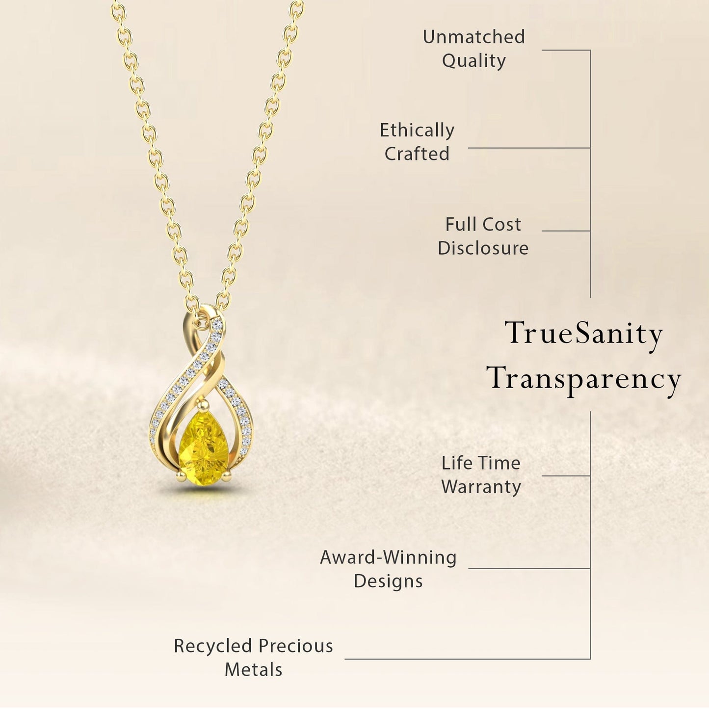 Yellow Sapphire & Diamond Infinity Twist Necklace - Maddison