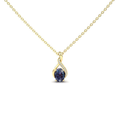 Lab Grown Alexandrite & Diamond Swirl Necklace