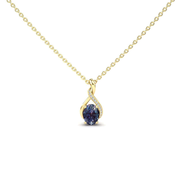 Lab Grown Alexandrite & Diamond Swirl Necklace - Natalia