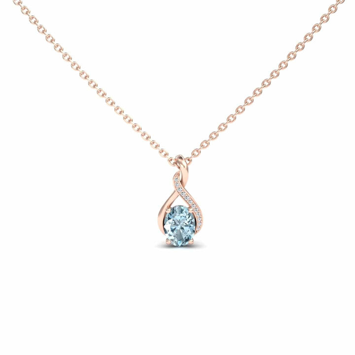 Aquamarine & Diamond Swirl Necklace - Natalia