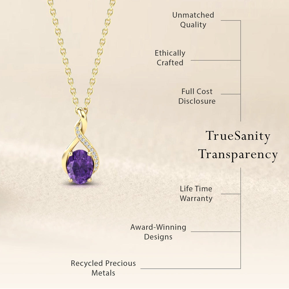Amethyst & Diamond Swirl Necklace - Natalia