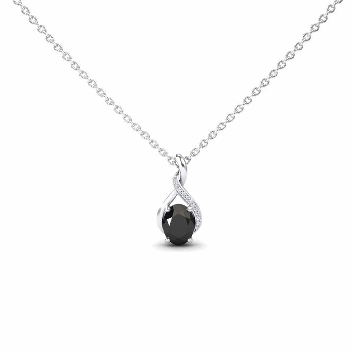 Black & White Diamond Swirl Necklace - Natalia