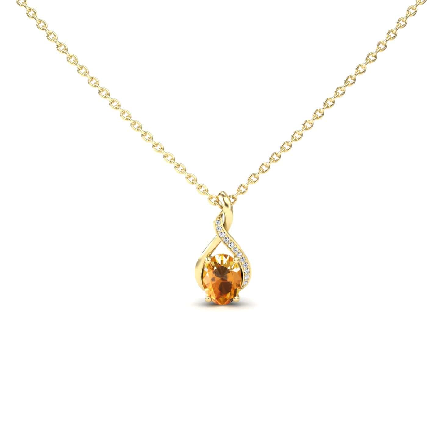 Citrine & Diamond Swirl Necklace - Natalia