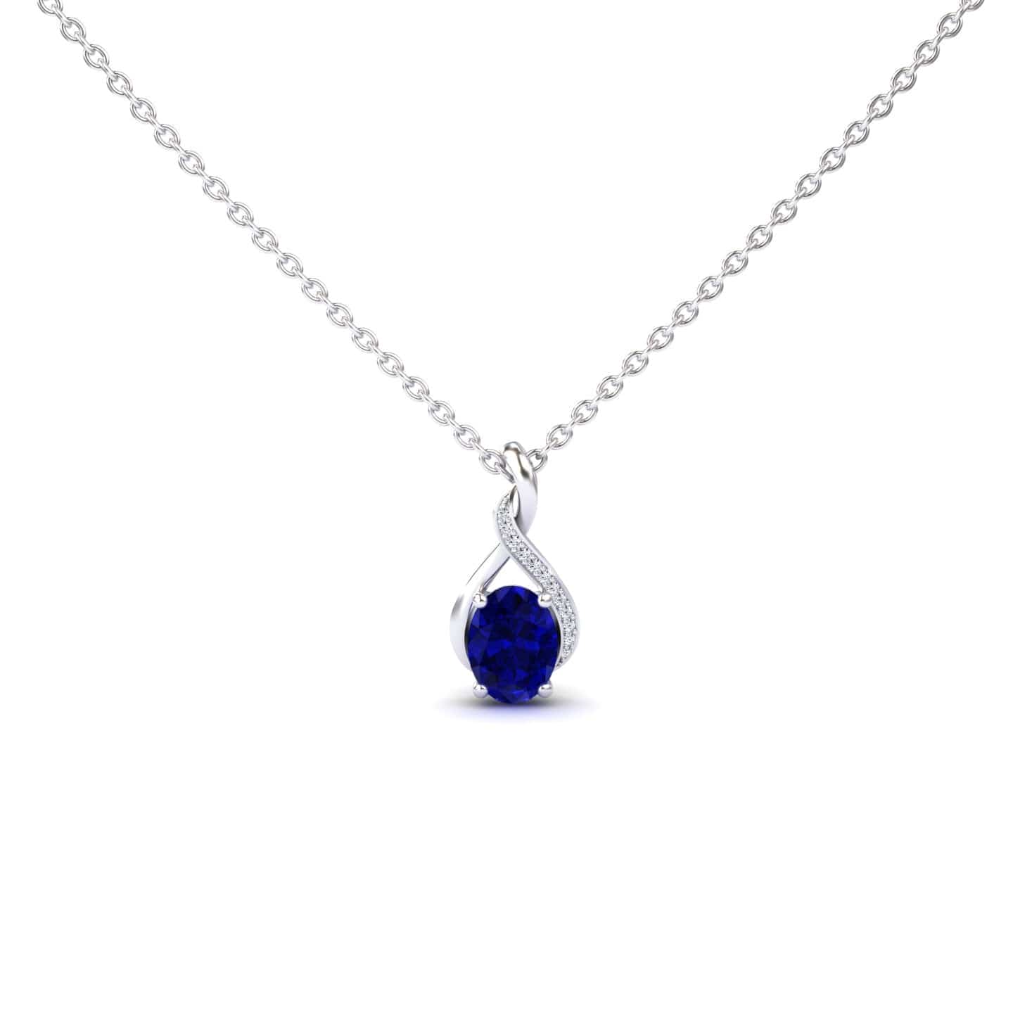Blue Sapphire & Diamond Swirl Necklace - Natalia