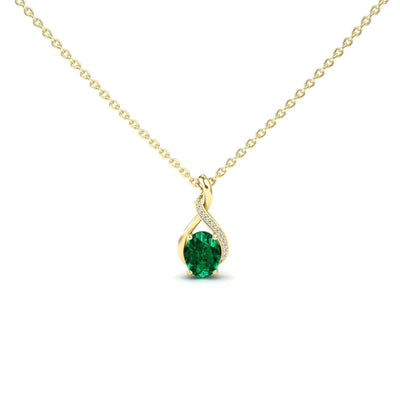 Lab Grown Emerald & Diamond Swirl Necklace