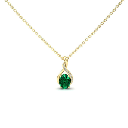 Lab Grown Emerald & Diamond Swirl Necklace - Natalia