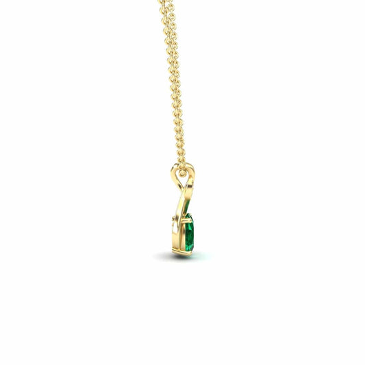 Lab Grown Emerald & Diamond Swirl Necklace - Natalia