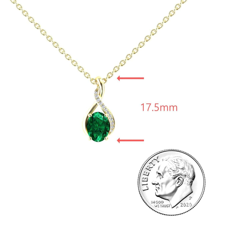 Lab Grown Emerald & Diamond Swirl Necklace - Natalia