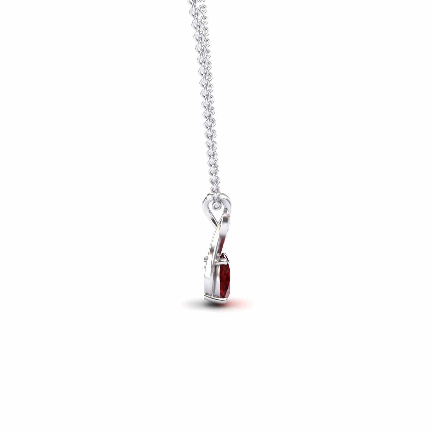 Lab Grown Ruby & Diamond Swirl Necklace - Natalia