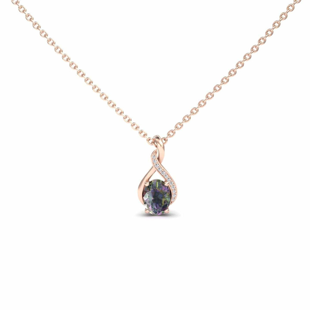 Mystic Green Topaz & Diamond Swirl Necklace - Natalia