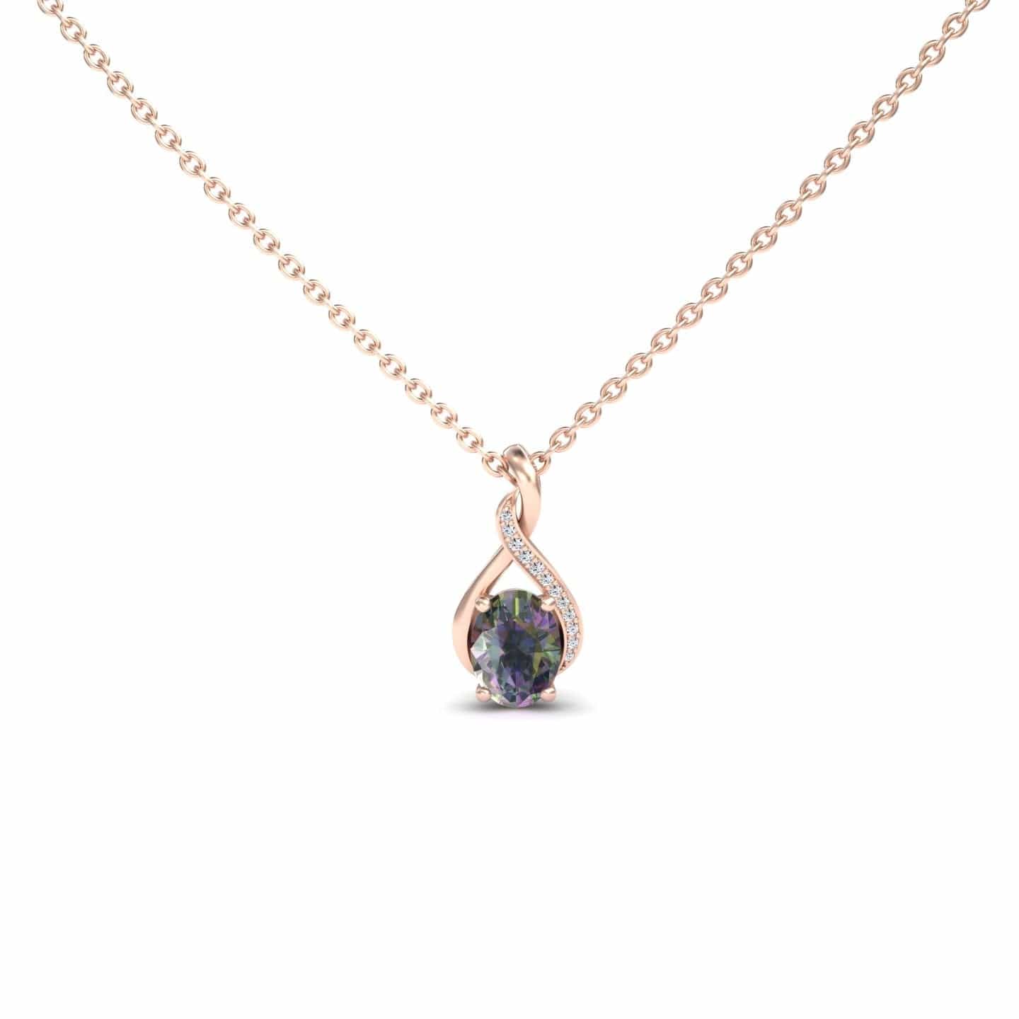 Mystic Green Topaz & Diamond Swirl Necklace - Natalia