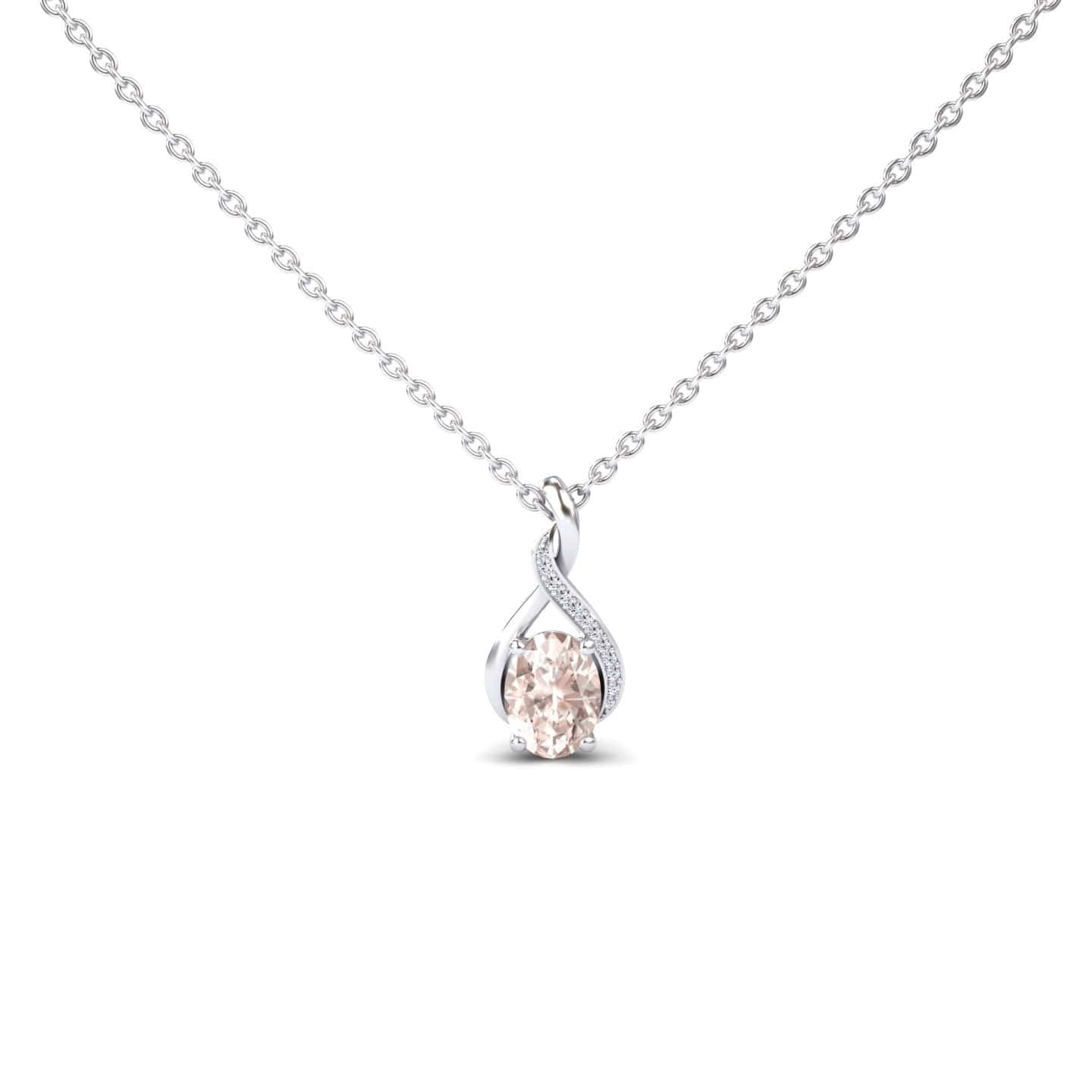 Morganite & Diamond Swirl Necklace - Natalia
