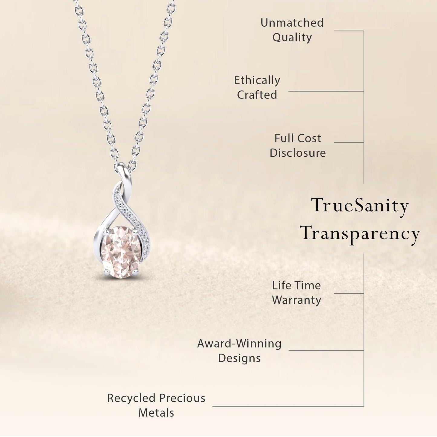 Morganite & Diamond Swirl Necklace - Natalia