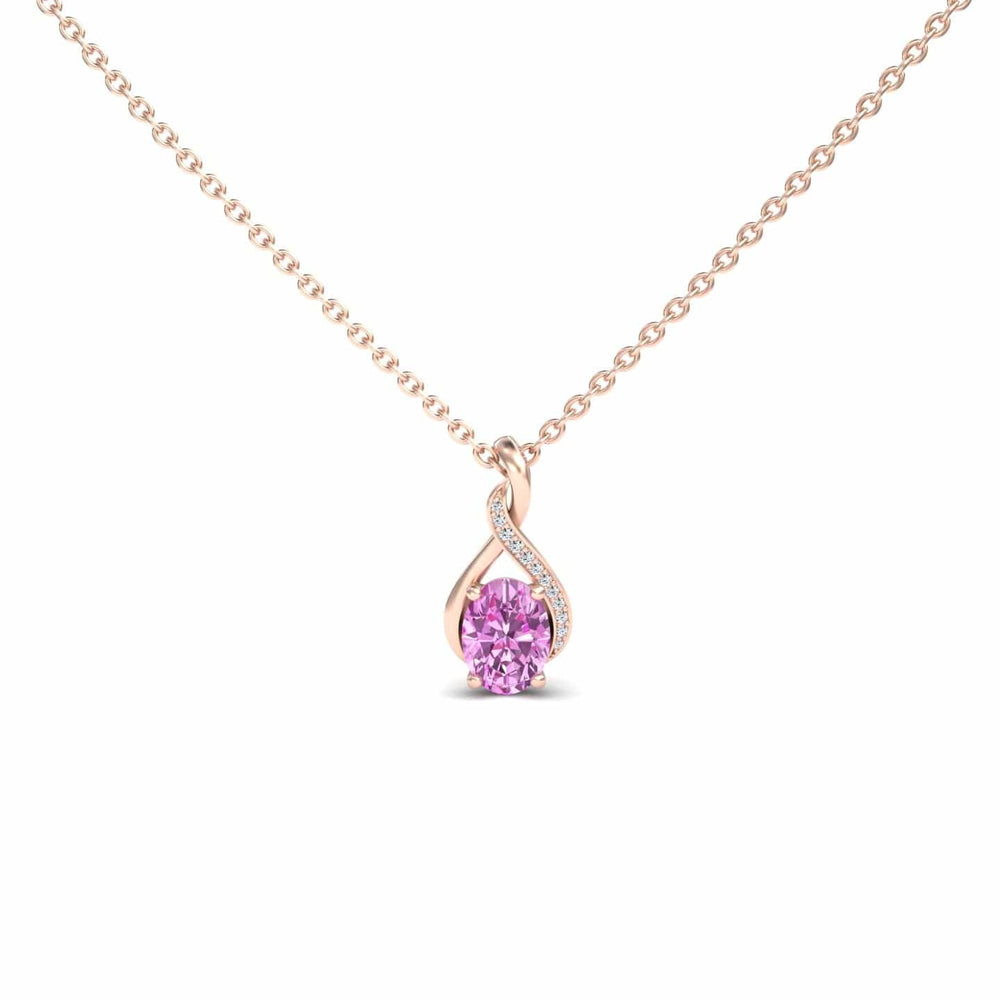 Pink Sapphire & Diamond Swirl Necklace - Natalia