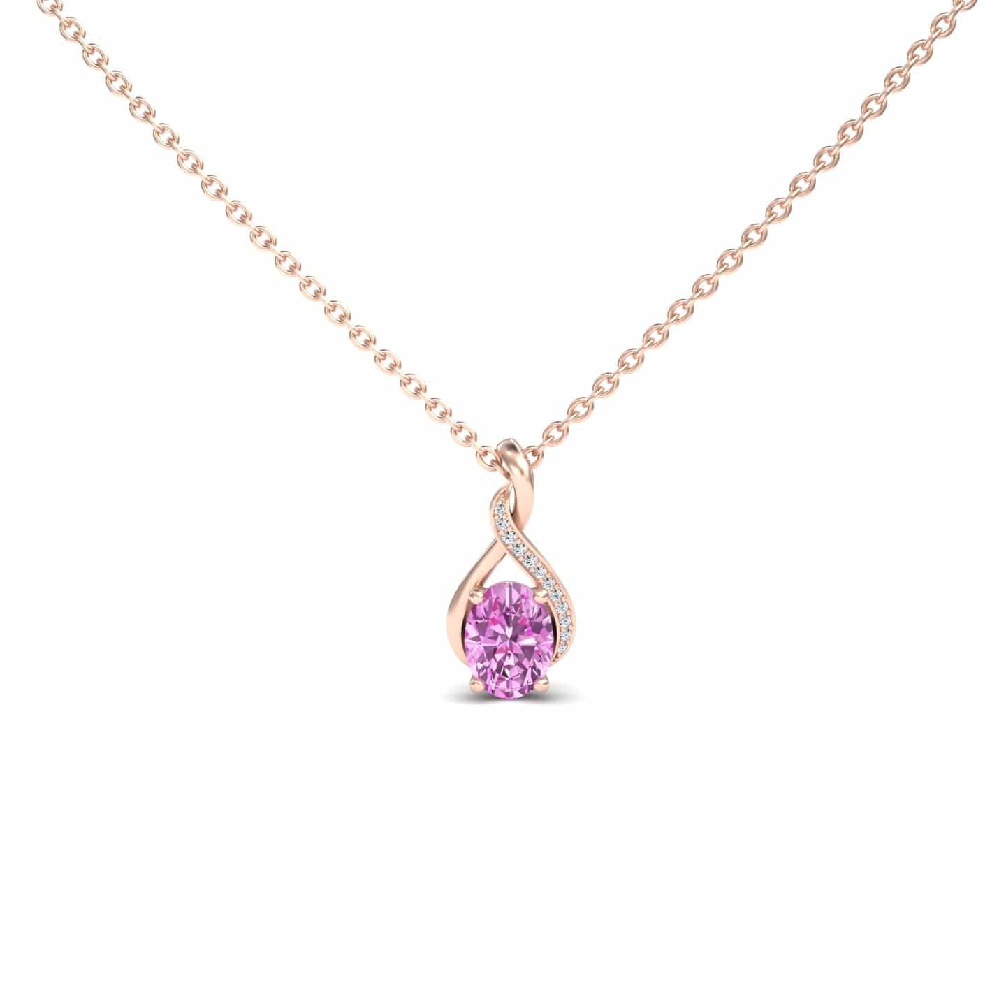 Pink Sapphire & Diamond Swirl Necklace - Natalia