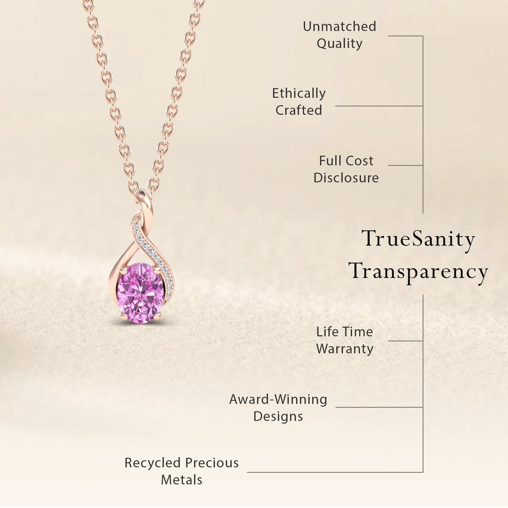 Pink Sapphire & Diamond Swirl Necklace - Natalia